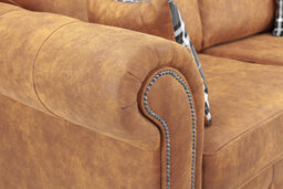 Oakland Suede Leather 2 Seater Sofa Tan Brown - thumbnail 2