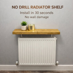 Mkgt Solid Wood Radiator Shelf, No Drill With Brackets, Handmade In Uk (Rustic Pine, 100Cm) - thumbnail 2