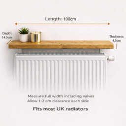 Mkgt Solid Wood Radiator Shelf, No Drill With Brackets, Handmade In Uk (Rustic Pine, 100Cm) - thumbnail 6