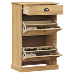 Berkfield Shoe Cabinet Vigo 60X35X96 Cm Solid Wood Pine - thumbnail 3