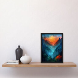 Artery8 Misty Sunset Colourful Forest Mountain Landscape Poster Wall Art Print - A4 Size - thumbnail 2