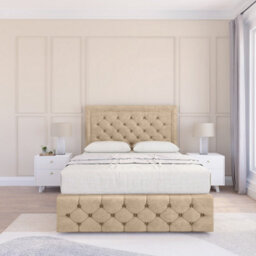 "Sloomy 4Ft California Plush Cream Bed Set With 2 Drawers & Footboard, Mattress & 54"" Headboard - Small Double"
