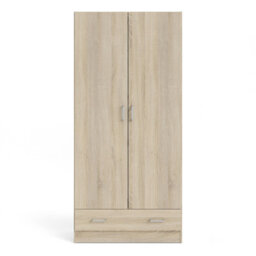 Furniture To Go Space Wardrobe With 2 Doors + 1 Drawer In Oak 1750 (W) 79.4 X  (H) 170.4 X  (D) 35.7Cm - thumbnail 3
