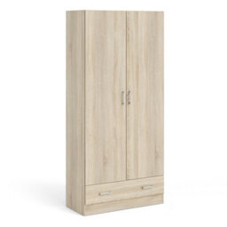 Furniture To Go Space Wardrobe With 2 Doors + 1 Drawer In Oak 1750 (W) 79.4 X  (H) 170.4 X  (D) 35.7Cm - thumbnail 2