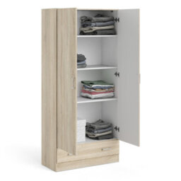 Furniture To Go Space Wardrobe With 2 Doors + 1 Drawer In Oak 1750 (W) 79.4 X  (H) 170.4 X  (D) 35.7Cm - thumbnail 7