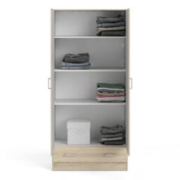 Furniture To Go Space Wardrobe With 2 Doors + 1 Drawer In Oak 1750 (W) 79.4 X  (H) 170.4 X  (D) 35.7Cm - thumbnail 8
