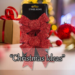 Tinsel Bows X 2 Christmas Decoration X 2 13Cm X 17Cm X 4. 5Cm Red - thumbnail 5