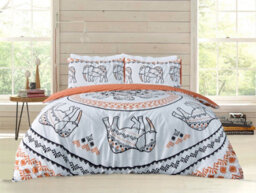 Smart Living Luxury Reversible Polycotton Easy Care Bedding Quilt Cover, Textured Duvet Cover Set, Bed Covers - Tribal Elephant - thumbnail 1