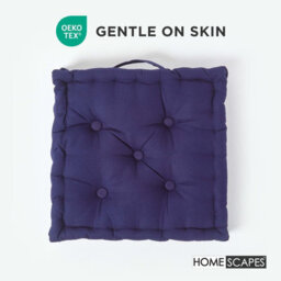 Homescapes Cotton Navy Blue Floor Cushion, 40 X 40 Cm - thumbnail 3