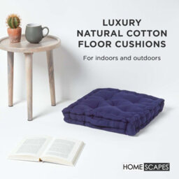 Homescapes Cotton Navy Blue Floor Cushion, 40 X 40 Cm - thumbnail 2