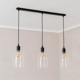 Valuelights Kira Glass Cloche Dome 3 Drop Bar Matte Black Diner Ceiling Pendant Light - thumbnail 5