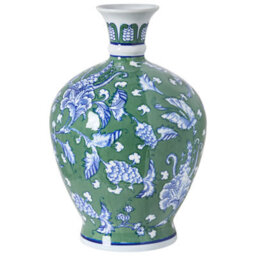 Beliani Flower Vase Valladolid Porcelain 36 Cm Green
