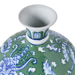 Beliani Flower Vase Valladolid Porcelain 36 Cm Green - thumbnail 4