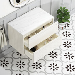 Royal Bathrooms Royal Bathroom Elmore 800mm Classic White Wall Mounted Countertop Bathroom Vanity Unit 2 Drawer With Cesar Basin - thumbnail 6