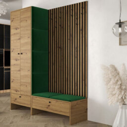 Hallway Anteroom Balma Iii With Flexible Layout Options In Artisan Black With Dark Green Panels