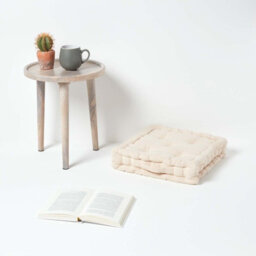 Homescapes Rajput Ribbed Cotton Floor Cushion Natural - thumbnail 2