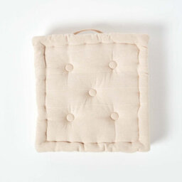Homescapes Rajput Ribbed Cotton Floor Cushion Natural - thumbnail 3