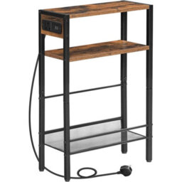 Slim Side Table With Charging Station Narrow End Table Bedside Table - thumbnail 6