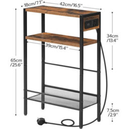 Slim Side Table With Charging Station Narrow End Table Bedside Table - thumbnail 2