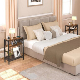 Slim Side Table With Charging Station Narrow End Table Bedside Table - thumbnail 4