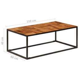 Berkfield Coffee Table 110X60X40 Cm Solid Acacia Wood And Steel - thumbnail 7