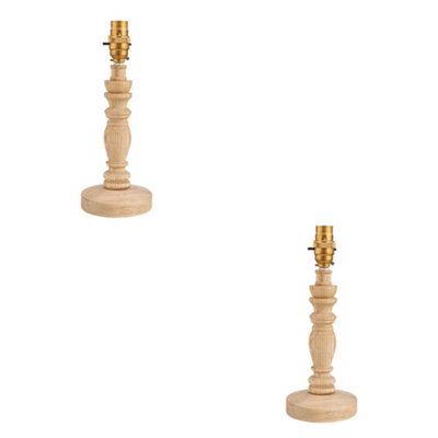 Loops Elegant Natural Ash Table Lamp Base Set - 2 Pack With Brass Plate And Led Compatibility - image 1