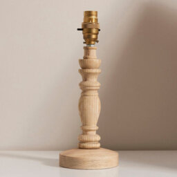 Loops Elegant Natural Ash Table Lamp Base Set - 2 Pack With Brass Plate And Led Compatibility - thumbnail 2
