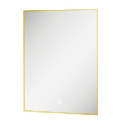 Plum&clay Rio Brushed Gold  Framed Backlit Led Bathroom Mirror With Dual Light (W)45Cm (H)72Cm - image 1