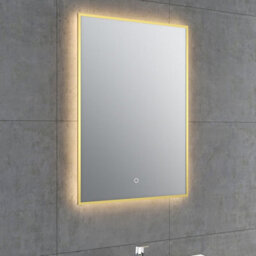 Plum&clay Rio Brushed Gold  Framed Backlit Led Bathroom Mirror With Dual Light (W)45Cm (H)72Cm - thumbnail 2
