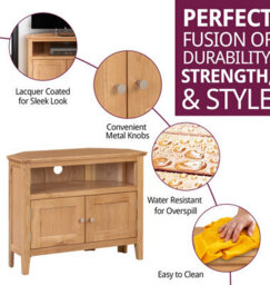 Hallowood Furniture Hereford Oak Small Corner Tv Unit - thumbnail 2