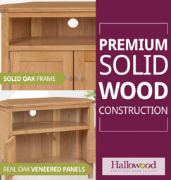 Hallowood Furniture Hereford Oak Small Corner Tv Unit - thumbnail 4