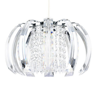 Valuelights Ceiling Shade In Chrome Finish With Clear Acrylic Droplets (D)28Cm - image 1