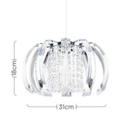 Valuelights Ceiling Shade In Chrome Finish With Clear Acrylic Droplets (D)28Cm - thumbnail 7