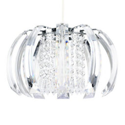 Valuelights Ceiling Shade In Chrome Finish With Clear Acrylic Droplets (D)28Cm