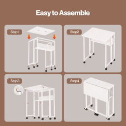 Levede Folding Computer Desk Extandable Table With Wheels Storage Shelf - thumbnail 9