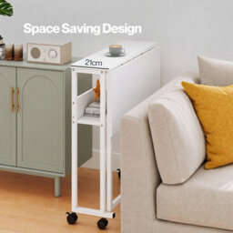 Levede Folding Computer Desk Extandable Table With Wheels Storage Shelf - thumbnail 8