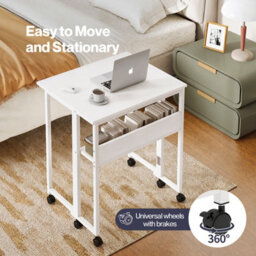 Levede Folding Computer Desk Extandable Table With Wheels Storage Shelf - thumbnail 7