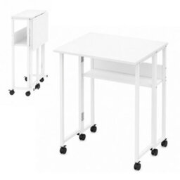 Levede Folding Computer Desk Extandable Table With Wheels Storage Shelf - thumbnail 2