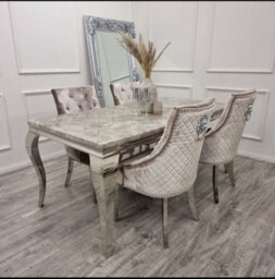 Set Of 2 Majestic Beige Velvet Dining Chairs