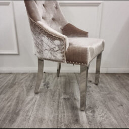 Set Of 2 Majestic Beige Velvet Dining Chairs - thumbnail 2