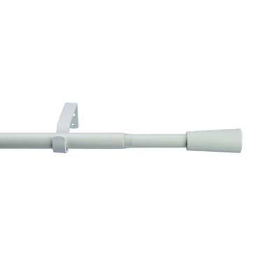 GoodHome Anafi Matt White Extendable Cone Single Curtain Pole Set, (L)1200mm-2100mm (Dia)19mm - image 1