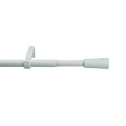 GoodHome Anafi Matt White Extendable Cone Single Curtain Pole Set, (L)1200mm-2100mm (Dia)19mm