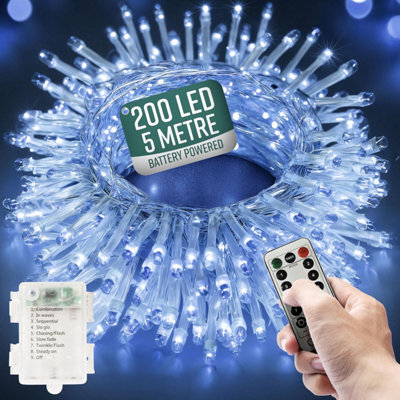 Globrite Garden Fairy Lights - 200 Led, Cool White - Battery Operated String Lights With Remote Control & 8 Lighting Modes - image 1