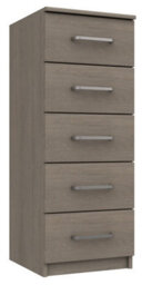 Rochester 5 Drawer Tallboy - Grey Oak On Express Delivery And Ready Assembled
