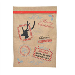 Shatchi Large Traditional Vintage Hessian Stocking Airmail/do Not Open Until Christmas Accessories Gifts Bag, Brown ,12Pcs - thumbnail 3