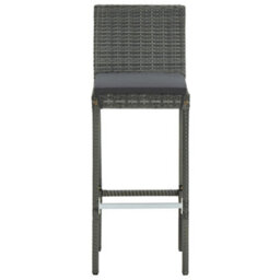 Berkfield 5 Piece Garden Bar Set With Cushions Poly Rattan Grey - thumbnail 4
