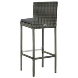 Berkfield 5 Piece Garden Bar Set With Cushions Poly Rattan Grey - thumbnail 6
