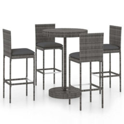 Berkfield 5 Piece Garden Bar Set With Cushions Poly Rattan Grey