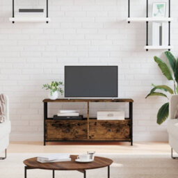 Berkfield Industrial Tv Cabinet Smoked Oak 90X33X45 Cm Engineered Wood&iron - thumbnail 2