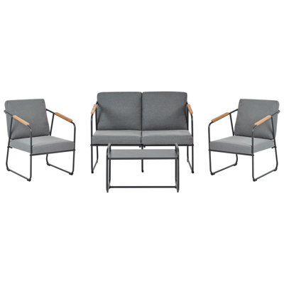 Beliani Garden Lounge Set With Table 4 Seater Vezzana Metal Grey - image 1